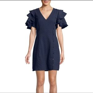 Badgley Mischka lace shift dress bell sleeve